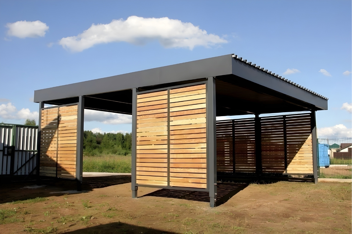 Арочный автонавес с коричневым поликарбонатом