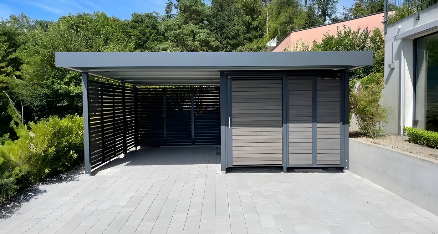 Арочный автонавес с коричневым поликарбонатом